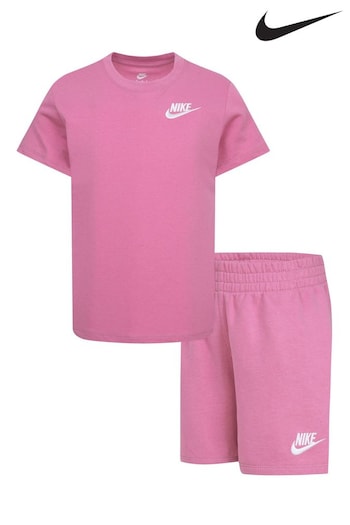 Nike Pink Little Kids Club T-Shirt and Shorts Set (837148) | £30