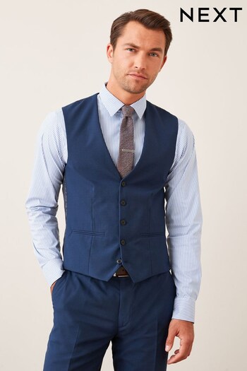 Bright Blue Wool Mix Textured Suit Waistcoat (837732) | £50