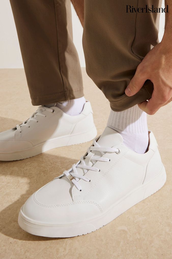 River island mens white trainers discount