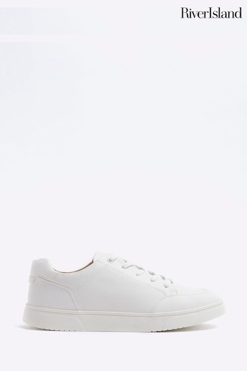 River Island White Mixed Texture Trainers (837950) | £50