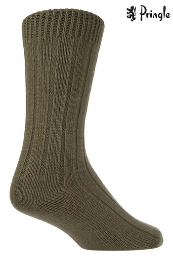 Pringle Green Super Soft Rib Knit Socks with Cashmere (838021) | £12