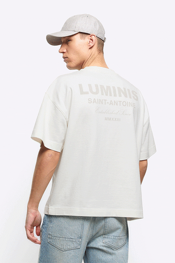 River Island Cream Regular Fit Ecru Luminis T-Shirt (838110) | £25