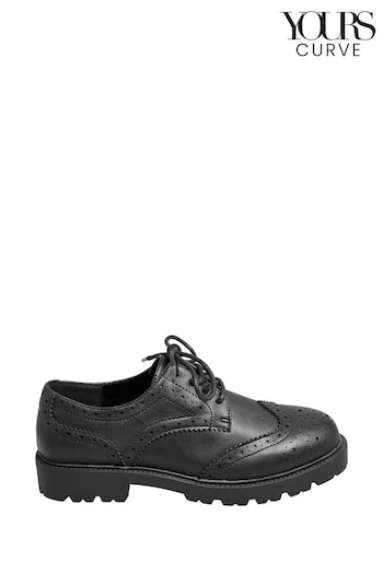 Yours Curve Black Wide Fit Wide Fit Brouge Derby Shoes (838323) | £36