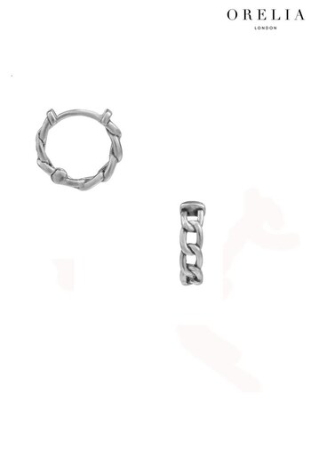 Orelia & Joe Silver Tone Chain Hoop Earrings (838579) | £20