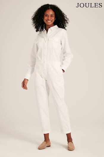 Joules White Long Sleeve Cotton Boiler Suit (838652) | £89.95