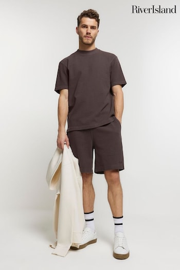 River Island Brown Regular Fit Washed Waffle T-Shirt (838686) | £28