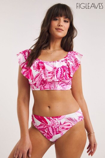 Figleaves Pink Floral Fiji Ruffle Detail Bikini Top (839534) | £30