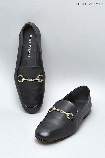 Mint Velvet Black Leather Camille Loafers (839675) | £99