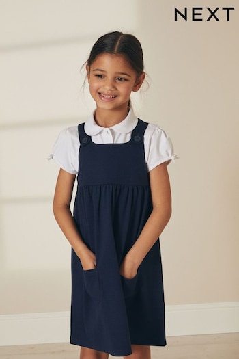Navy Blue Jersey Stretch Pinafore School Dress (3-14yrs) (839825) | £10 - £13