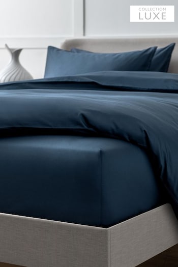 Navy Collection Luxe 400 Thread Count Deep Fitted 100% Egyptian Cotton Sateen Deep Fitted Sheet (839916) | £25 - £40