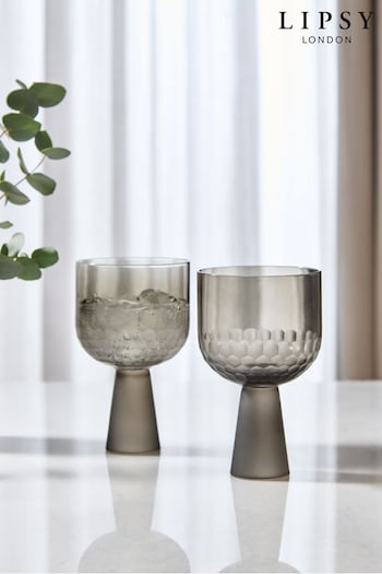 Lipsy 2 Pack Smoke Grey Honeycomb Wine Glasses (840130) | £24