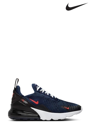 Nike cheap Navy/Red Youth Air Max 270 Trainers (840197) | £90