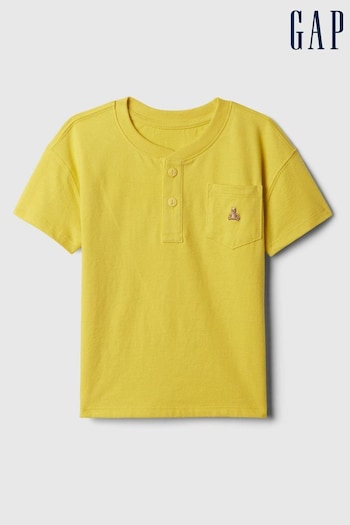 Gap Yellow Brannan Bear Embroidered Baby Henley T-Shirt (840312) | £10