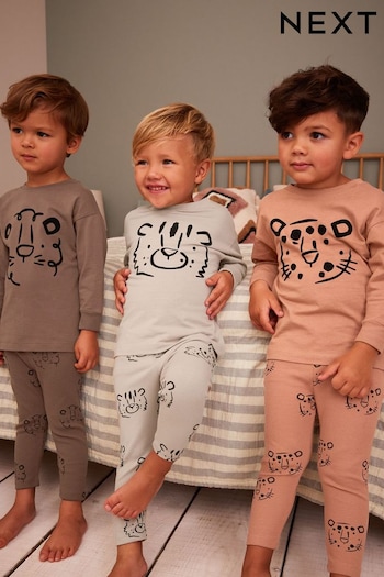 Multi Animal Ribbed Legging Snuggle Pyjamas 3 Pack (9mths-8yrs) (840479) | £26 - £32