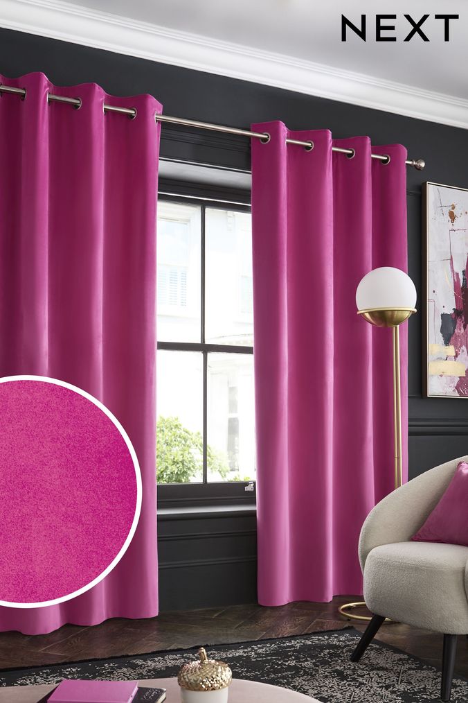 Pink outlet black curtains