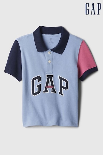 Gap Blue Logo Arch Colorblock Polo Shirt (6mths-5yrs) (840591) | £10