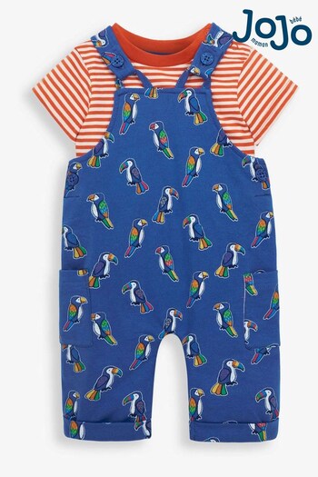 JoJo Maman Bébé Cobalt 2-Piece Toucan Print Baby Dungarees Set (840840) | £26