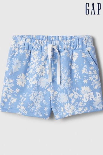 Gap Light Blue Floral Logo Graphic Pull On Baby Shorts (Newborn-5yrs) (840884) | £10