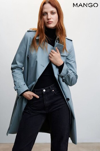 Mango Blue Classic Belted Trench Coat (840976) | £90