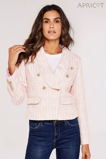 Apricot Pink Tweed Cropped Blazer (841265) | £65