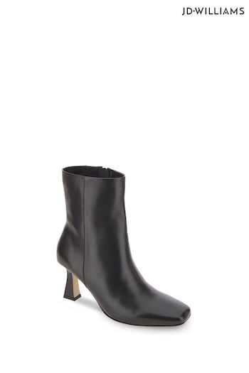 JD Williams Wide Square Toe Leather Black Boots (841387) | £65