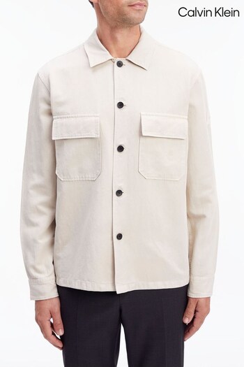 Calvin Klein Cream Linen Overshirt (841493) | £150