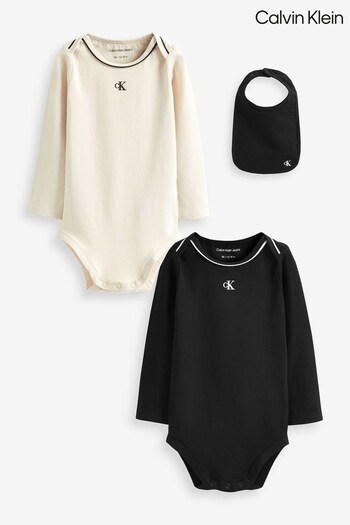 Calvin YAF Klein Unisex Body Bib Giftpack Newborn Black Shirt (841612) | £70