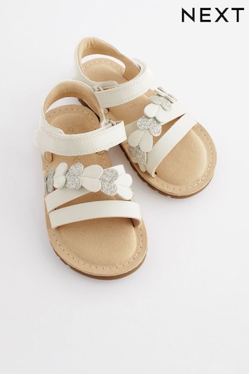 White Wide Fit (G) Heart 10k Sandals (842497) | £16 - £18