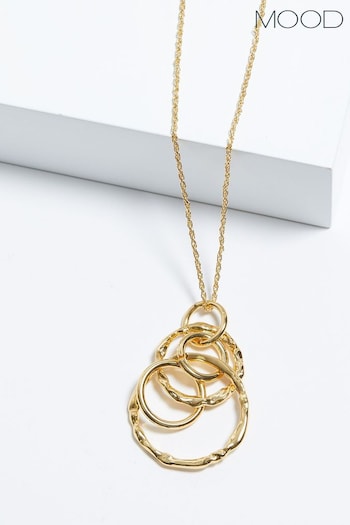 Mood Gold Tone Polished Fluid Multi Ring Long Pendant Necklace (842711) | £18