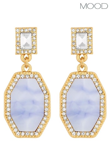 Mood Gold Tone Opal Iridescent Stone Drop Earrings (842716) | £17