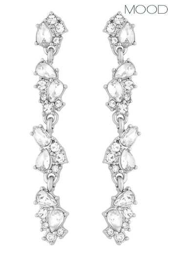 Mood Silver Tone Crystal Mixed Stone Linear Drop Earrings (842823) | £17