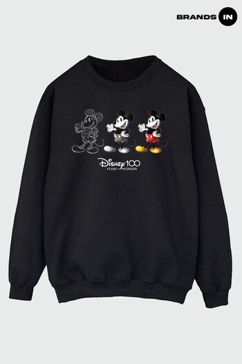 collar In Black Disney 100 Mickey Poses Men Black Sweatshirt (842883) | £36