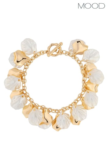 Mood Gold Tone Pearl And Polished Flower Charm Shaker Bracelet (843089) | £17