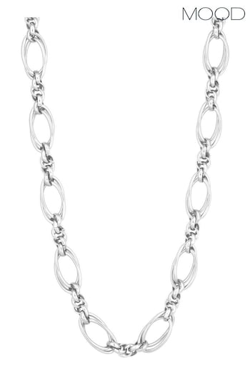 Mood Silver Tone Polished Knot Chain T-Bar Necklace (843226) | £18