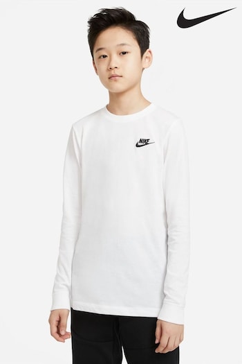 Nike pastel White Long Sleeve Futura T-Shirt (843268) | £23