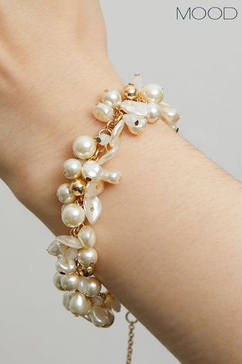 Mood Gold Tone Pearl And Polished Shaker Bracelet (843630) | £18