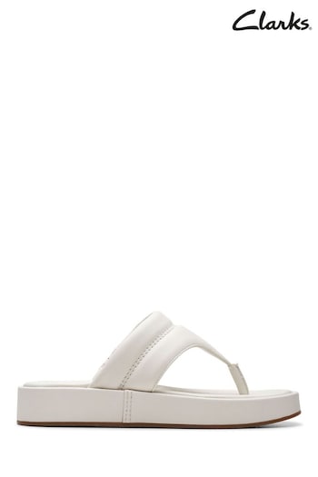 Clarks White Leather Alda Walk Sandals (843644) | £70