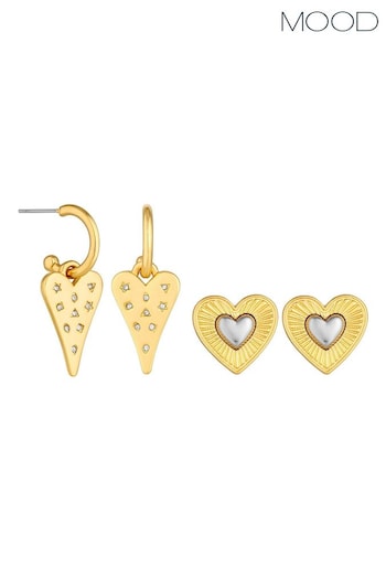 Mood Gold Tone Coloured Crystal Meaningful Charm Huggie Hoop Earrings 2 Pack (843683) | £17