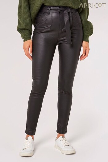 Apricot Black Leather Look Belted Trousers (843856) | £39