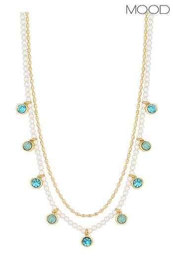 Mood Gold Tone Pearl Coastal Channel Charm Necklaces Pack of 2 (843876) | £20