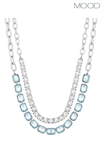 Mood Silver Tone Light Azore And Crystal Choker Necklaces Pack of 2 (843887) | £22
