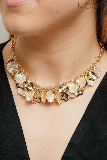 Mood Gold Tone Pearl And Polished Flower Charm Shaker Necklace (843980) | £20