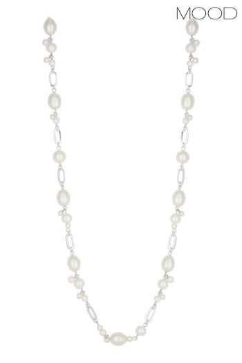 Mood Silver Tone Pearl And Chain Long Rope Necklace (843984) | £22