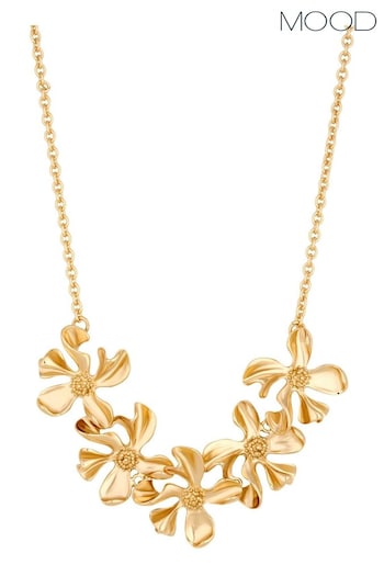 Mood Gold Polished Dipped Flower Graduated Collar Necklace (844050) | £22