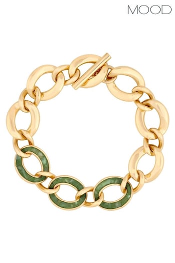 Mood Gold Tone Mother Of Pearl And Polished Link T-Bar Bracelet (844199) | £20