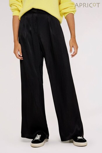 Apricot Black Tailored Satin Wide Leg Trousers (844215) | £30