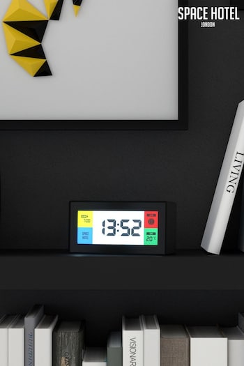 Space Hotel Black A Modern Multifunctional Alarm Clock (844300) | £26