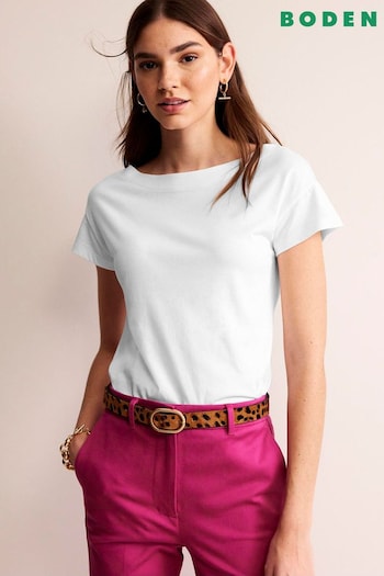 Boden White Supersoft Boat Neck T-Shirt (844420) | £25