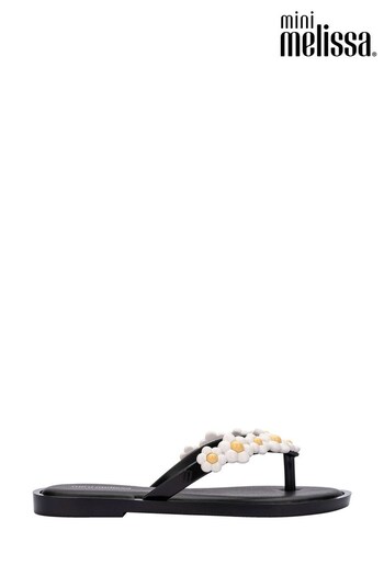 Mini Melissa Kids Black Spring Daisy Flip Flops (844430) | £29