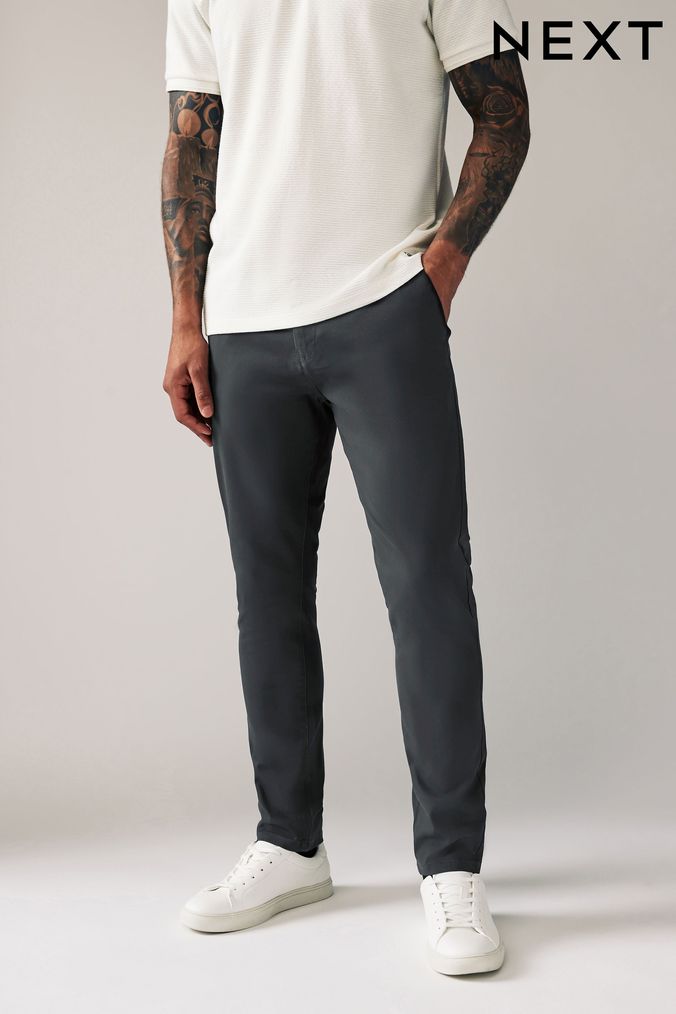 Mens skinny grey checkered trousers hot sale